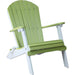 LuxCraft LuxCraft Folding Recycled Plastic Adirondack Chair With Cup Holder Lime Green On White Adirondack Deck Chair PFACLGW