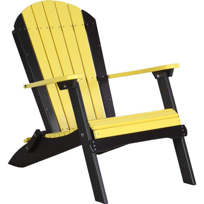 LuxCraft LuxCraft Folding Recycled Plastic Adirondack Chair Yellow On Black Adirondack Deck Chair PFACYB