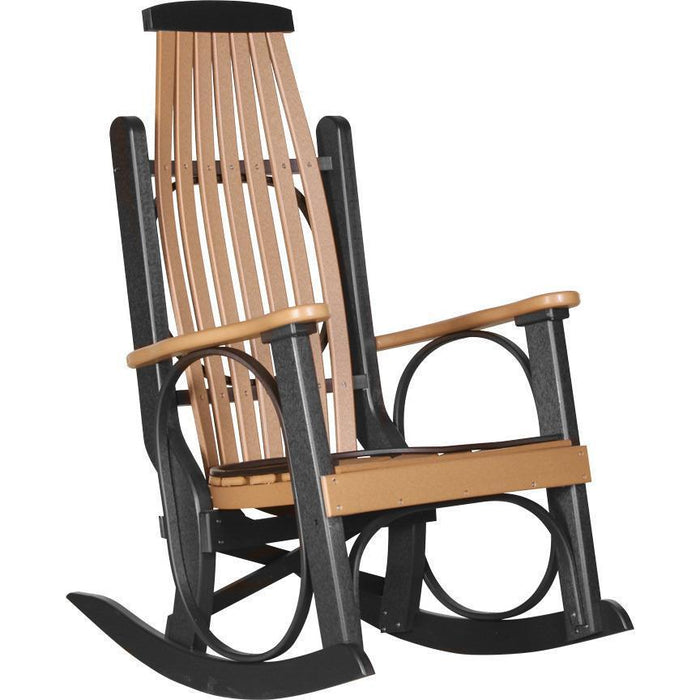 LuxCraft LuxCraft Grandpa's Recycled Plastic Rocking Chair (2 Chairs) Cedar On Black Rocking Chair PGRCB