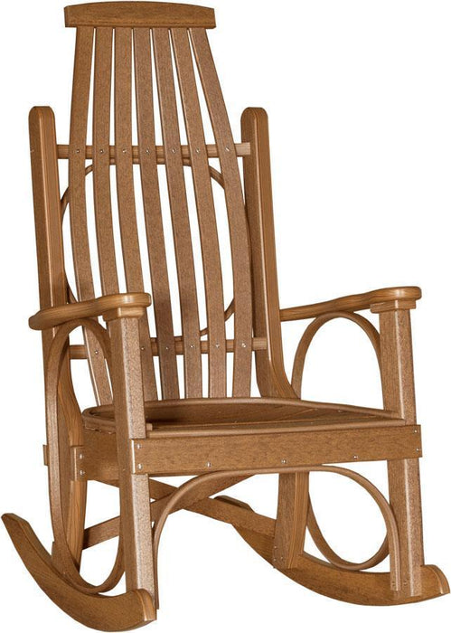 LuxCraft LuxCraft Grandpa's Recycled Plastic Rocking Chair (2 Chairs) With Cup Holder Antique Mahogany Rocking Chair PGRAM