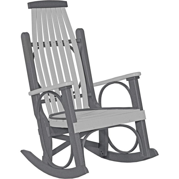 LuxCraft LuxCraft Grandpa's Recycled Plastic Rocking Chair (2 Chairs) With Cup Holder Dove Gray On Slate Rocking Chair PGRDGS
