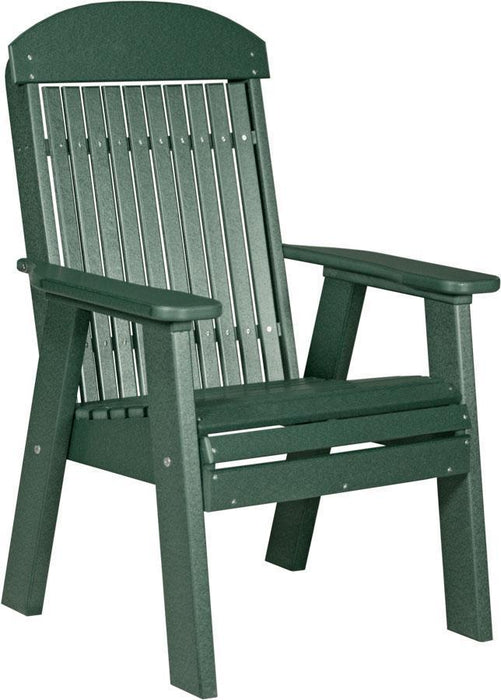 LuxCraft LuxCraft Green 2' Classic Highback Recycled Plastic Chair With Cup Holder Green Chair 2CPBG