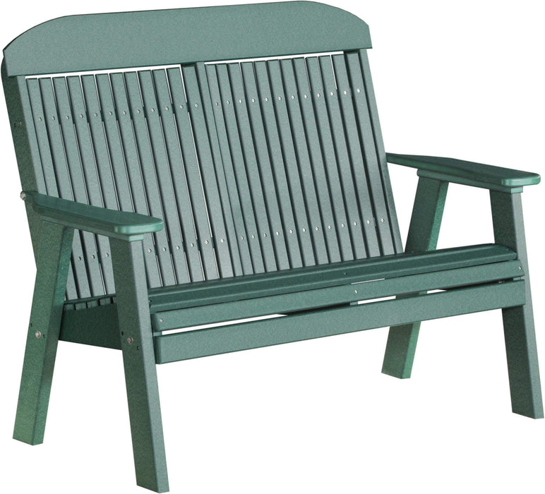 LuxCraft LuxCraft Green 4' Classic Highback Recycled Plastic Bench With Cup Holder Green Bench 4CPBG