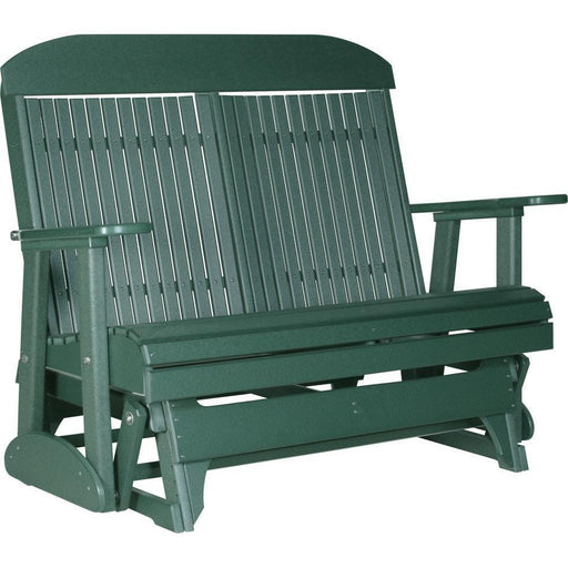 LuxCraft LuxCraft Green 4 ft. Recycled Plastic Highback Outdoor Glider Bench Green Highback Glider 4CPGG