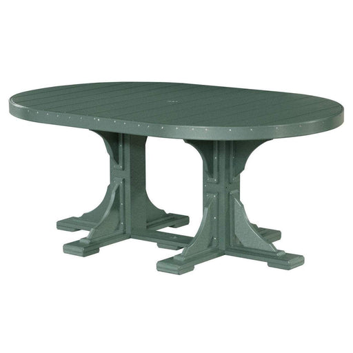 LuxCraft LuxCraft Green 7 Piece Outdoor Dining Set Recycled Plastic Oval Table with 6 Adirondack Side Chairs Green / Bar Tables P46OTBG