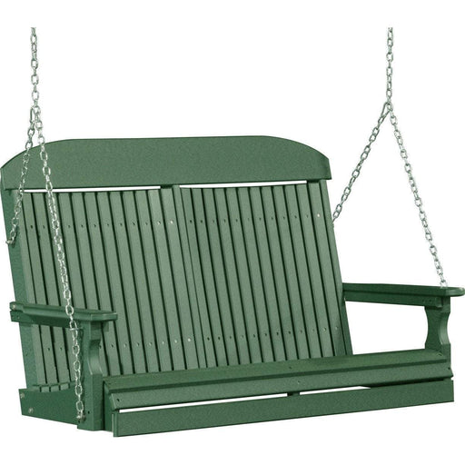 LuxCraft LuxCraft Green Classic Highback 4ft. Recycled Plastic Porch Swing Green Porch Swing 4CPSG