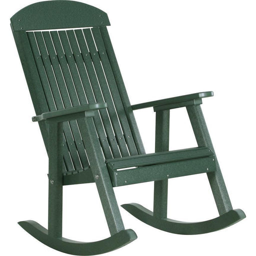LuxCraft LuxCraft Green Classic Traditional Recycled Plastic Porch Rocking Chair (2 Chairs) Green Rocking Chair PPRG