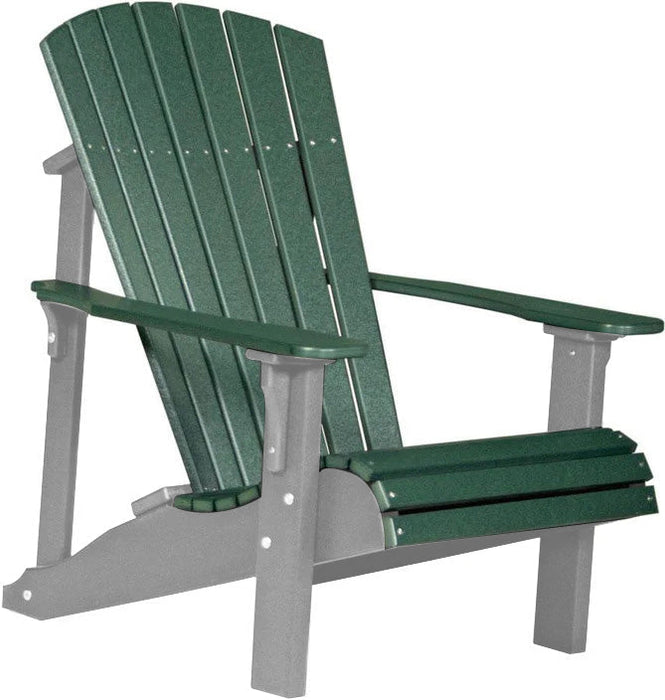 LuxCraft LuxCraft Green Deluxe Recycled Plastic Adirondack Chair Green on Dove Gray Adirondack Deck Chair PDACGDG