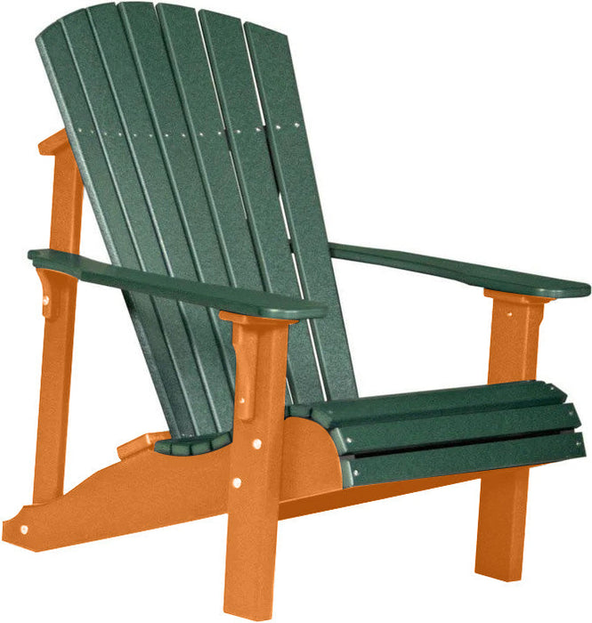 LuxCraft LuxCraft Green Deluxe Recycled Plastic Adirondack Chair Green on Tangerine Adirondack Deck Chair