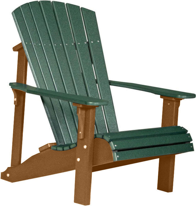 LuxCraft LuxCraft Green Deluxe Recycled Plastic Adirondack Chair With Cup Holder Green on Antique Mahogany Adirondack Deck Chair PDACGAM-CH