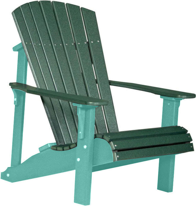 LuxCraft LuxCraft Green Deluxe Recycled Plastic Adirondack Chair With Cup Holder Green on Aruba Blue Adirondack Deck Chair PDACGAB-CH