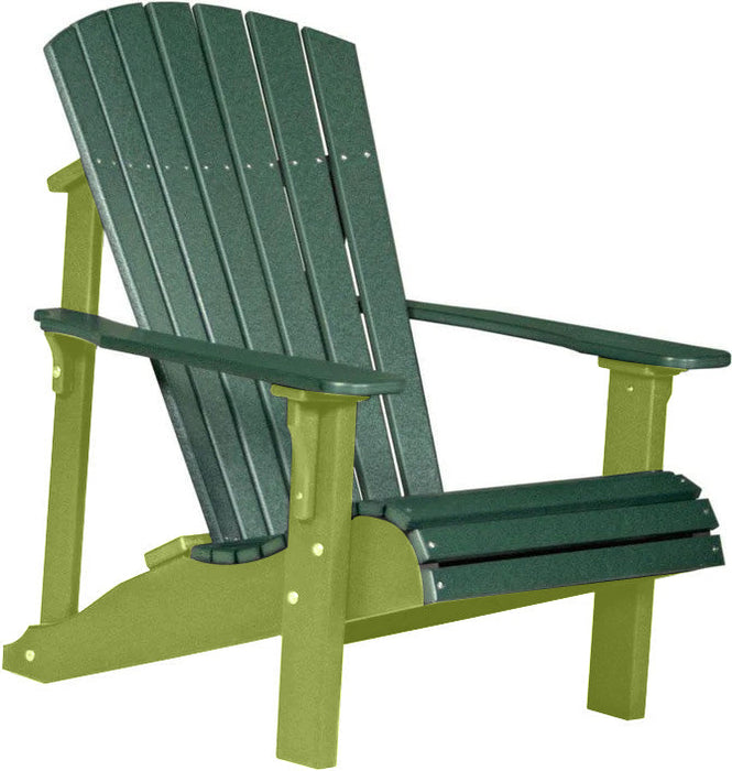 LuxCraft LuxCraft Green Deluxe Recycled Plastic Adirondack Chair With Cup Holder Green on Lime Green Adirondack Deck Chair PDACGLG-CH