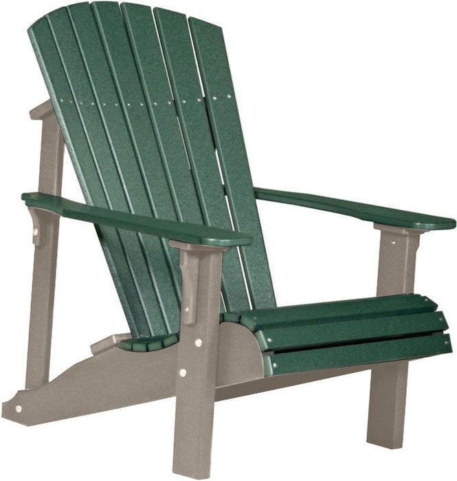 LuxCraft LuxCraft Green Deluxe Recycled Plastic Adirondack Chair With Cup Holder Green on Weatherwood Adirondack Deck Chair