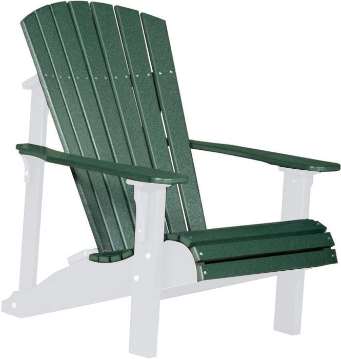 LuxCraft LuxCraft Green Deluxe Recycled Plastic Adirondack Chair With Cup Holder Green on White Adirondack Deck Chair