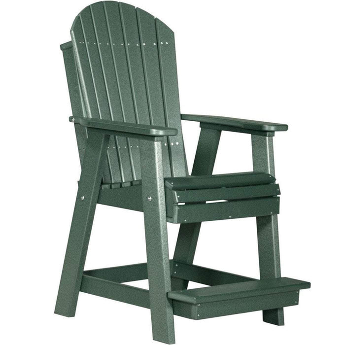 LuxCraft LuxCraft Green Recycled Plastic Adirondack Balcony Chair With Cup Holder Green Adirondack Chair PABCG