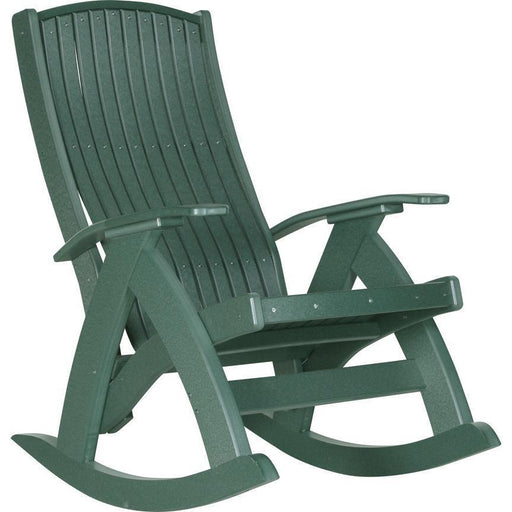 LuxCraft LuxCraft Green Recycled Plastic Comfort Porch Rocking Chair With Cup Holder Green Rocking Chair PCRG