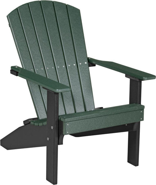 LuxCraft LuxCraft Green Recycled Plastic Lakeside Adirondack Chair Green on Black Adirondack Deck Chair LACGB