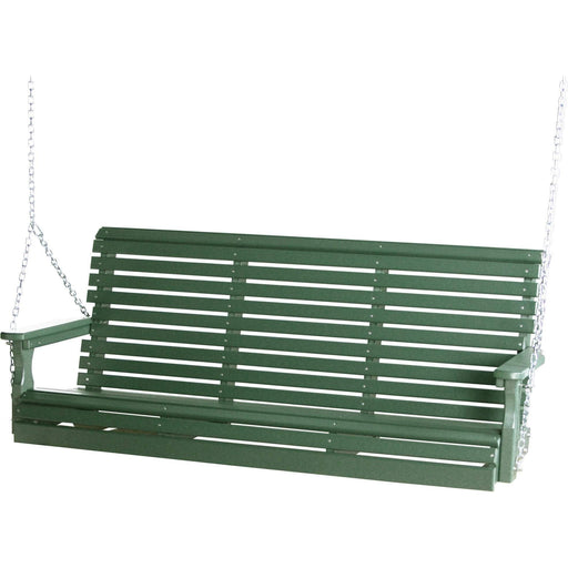 LuxCraft LuxCraft Green Rollback 5ft. Recycled Plastic Porch Swing With Cup Holder Green Porch Swing 5PPSG