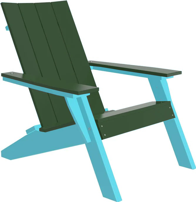 LuxCraft Luxcraft Green Urban Adirondack Chair Green on Aruba Blue Adirondack Deck Chair
