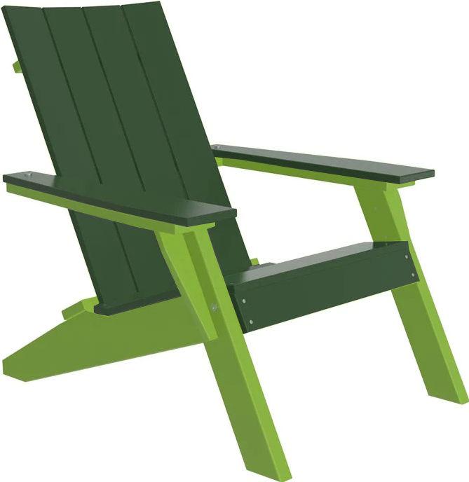 LuxCraft Luxcraft Green Urban Adirondack Chair With Cup Holder Green on Lime Green Adirondack Deck Chair