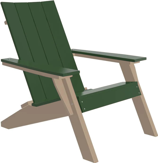 LuxCraft Luxcraft Green Urban Adirondack Chair With Cup Holder Green on Weatherwood Adirondack Deck Chair