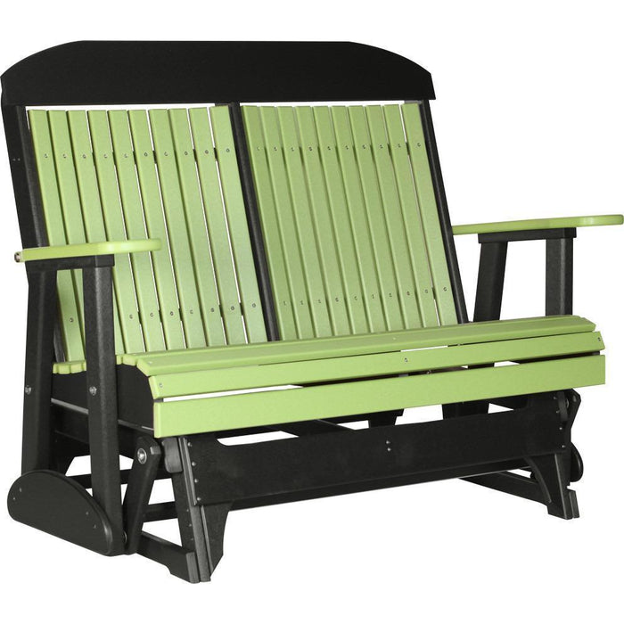 LuxCraft LuxCraft Lime Green 4 ft. Recycled Plastic Highback Outdoor Glider Bench Lime Green On Black Highback Glider 4CPGLGB