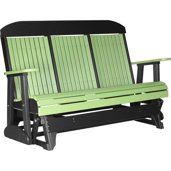 LuxCraft LuxCraft Lime Green 5 ft. Recycled Plastic Highback Outdoor Glider Lime Green On Black Highback Glider 5CPGLGB