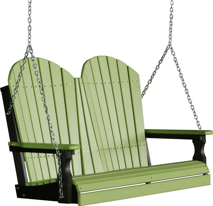 LuxCraft LuxCraft Lime Green Adirondack 4ft. Recycled Plastic Porch Swing Lime Green on Black / Adirondack Porch Swing Porch Swing 4APSLGB