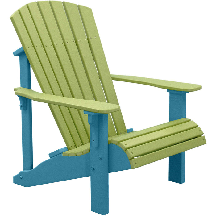 LuxCraft LuxCraft Lime Green Deluxe Recycled Plastic Adirondack Chair Lime Green on Aruba Blue Adirondack Deck Chair PDACLGAB