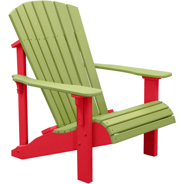 LuxCraft LuxCraft Lime Green Deluxe Recycled Plastic Adirondack Chair Lime Green on Red Adirondack Deck Chair PDACLGR
