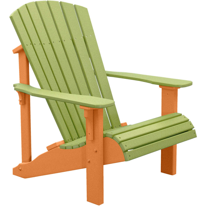 LuxCraft LuxCraft Lime Green Deluxe Recycled Plastic Adirondack Chair Lime Green on Tangerine Adirondack Deck Chair PDACLGT