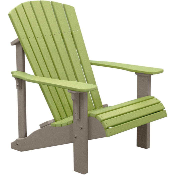 LuxCraft LuxCraft Lime Green Deluxe Recycled Plastic Adirondack Chair Lime Green on Weatherwood Adirondack Deck Chair PDACLGWE