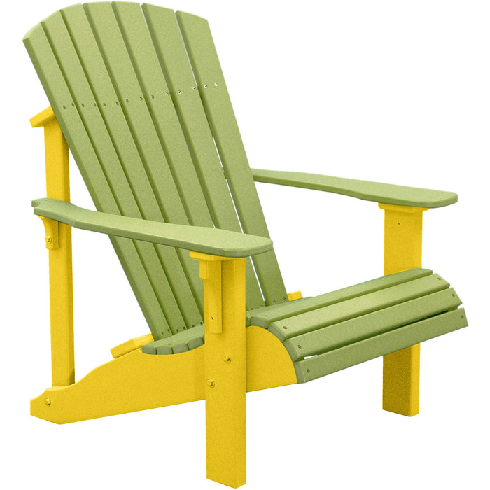LuxCraft LuxCraft Lime Green Deluxe Recycled Plastic Adirondack Chair Lime Green on Yellow Adirondack Deck Chair PDACLGY