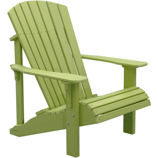 LuxCraft LuxCraft Lime Green Deluxe Recycled Plastic Adirondack Chair With Cup Holder Lime Green Adirondack Deck Chair PDACLG