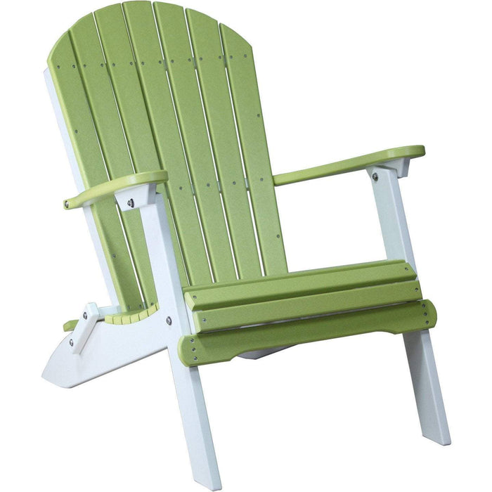 LuxCraft LuxCraft Lime Green Folding Recycled Plastic Adirondack Chair Lime Green On White Adirondack Deck Chair PFACLGW
