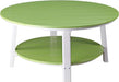 LuxCraft LuxCraft Lime Green Recycled Plastic Deluxe Conversation Table With Cup Holder Lime Green on White Conversation Table PDCTLGW