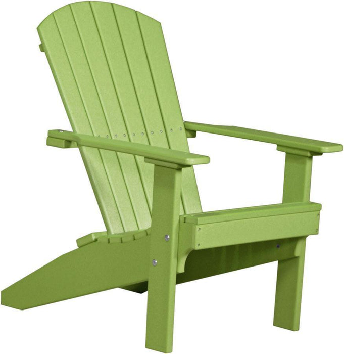LuxCraft LuxCraft Lime Green Recycled Plastic Lakeside Adirondack Chair With Cup Holder Lime Green Adirondack Deck Chair LACLG