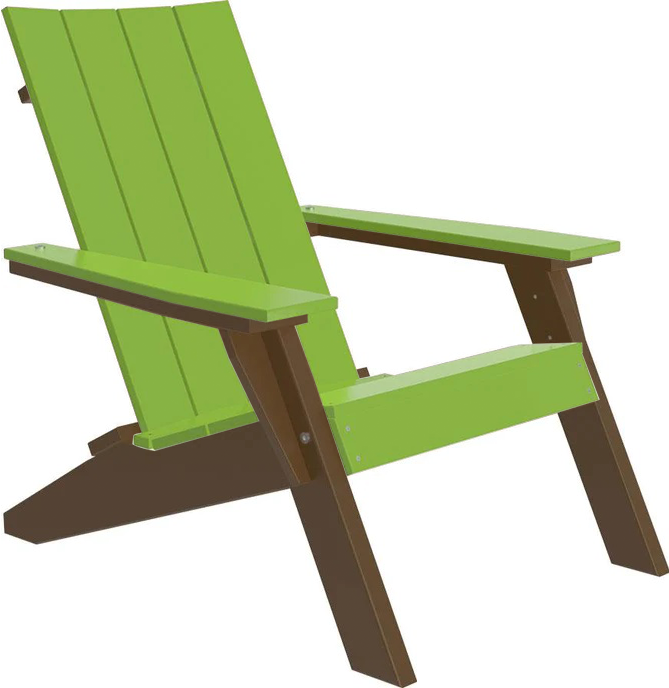 LuxCraft Luxcraft Lime Green Urban Adirondack Chair With Cup Holder Lime Green on Chestnut Brown Adirondack Deck Chair UACLGCB