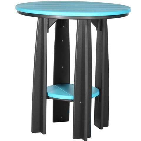 Luxcraft LuxCraft Poly Balcony Table Dining Set Aruba Blue On Black With Cup Holder Aruba Blue On Black / Table 0 / Chair 0 PBATABB-T0-C0