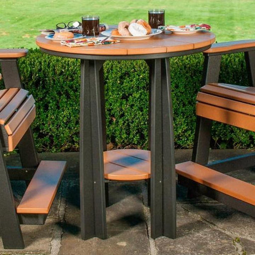 LuxCraft LuxCraft Poly Balcony Table Dining Set Cedar On Black With Cup Holder Dining Sets