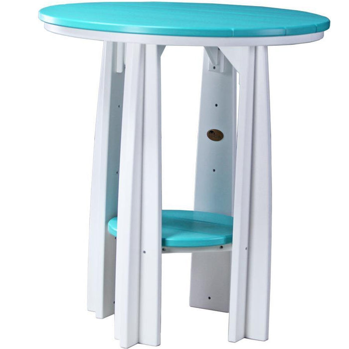 LuxCraft LuxCraft Recycled Plastic 36" Balcony Table With Cup Holder Aruba Blue On White Tables PBATABW