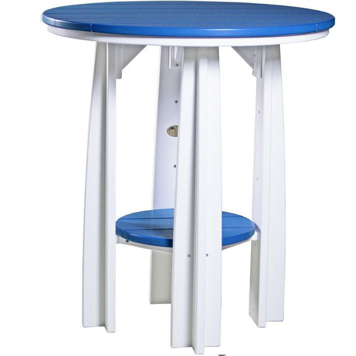 LuxCraft LuxCraft Recycled Plastic 36" Balcony Table With Cup Holder Blue On White Tables PBATBW