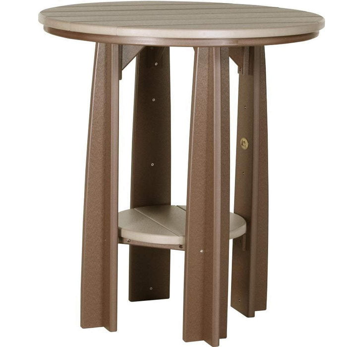 LuxCraft LuxCraft Recycled Plastic 36" Balcony Table With Cup Holder Weather Wood On Chestnut Brown Tables PBATWWCBR