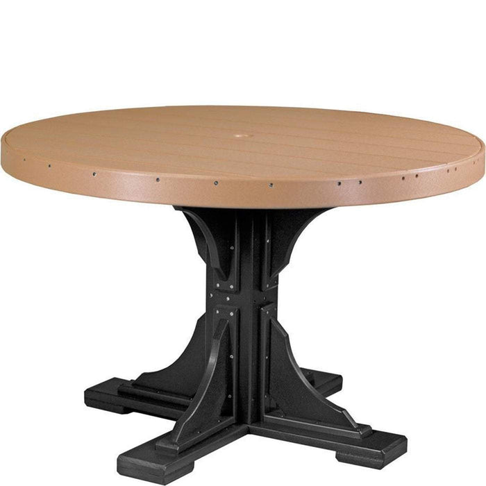 LuxCraft LuxCraft Recycled Plastic 4' Round Table Cedar On Black / Bar Tables P4RTBCB