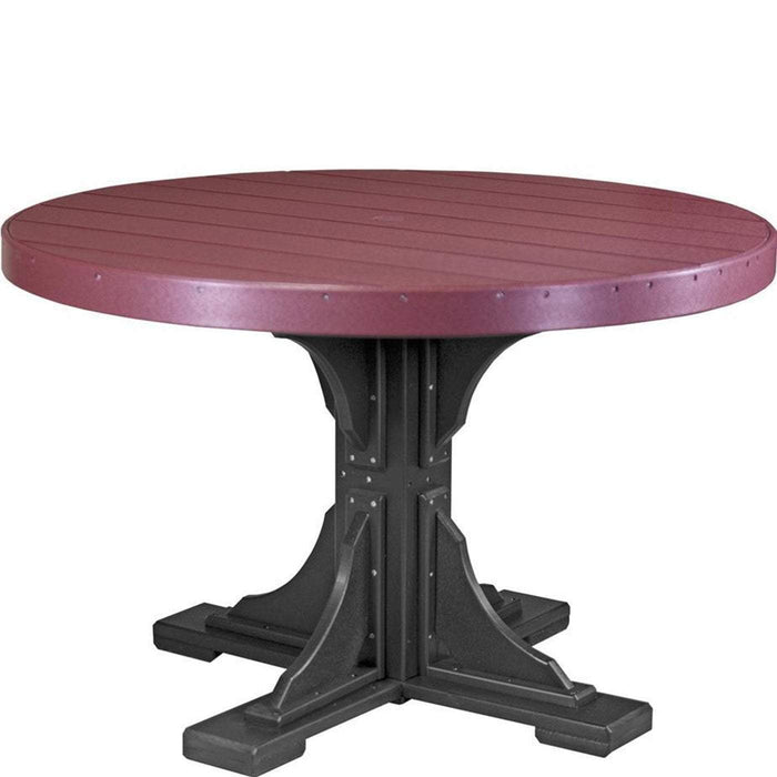 LuxCraft LuxCraft Recycled Plastic 4' Round Table With Cup Holder Cherrywood On Black / Bar Tables P4RTBCWB