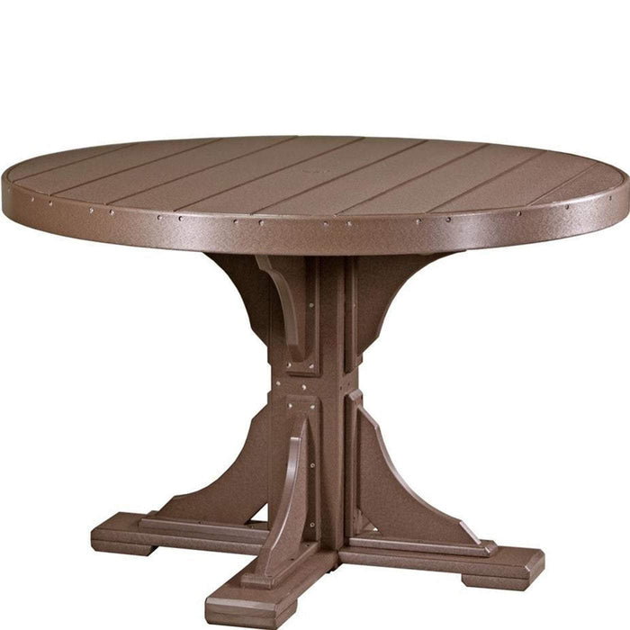 LuxCraft LuxCraft Recycled Plastic 4' Round Table With Cup Holder Chestnut Brown / Bar Tables P4RTBCBR