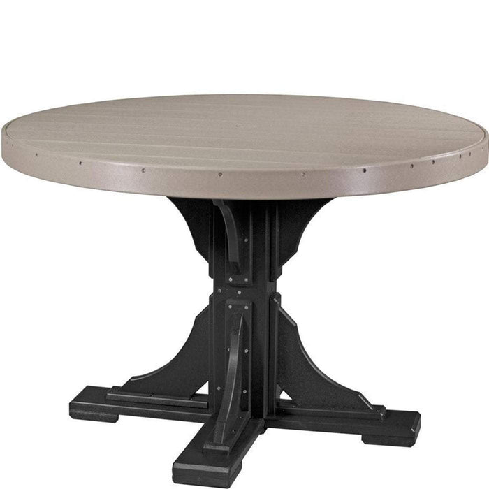 LuxCraft LuxCraft Recycled Plastic 4' Round Table With Cup Holder Weatherwood On Black / Bar Tables P4RTBWWB