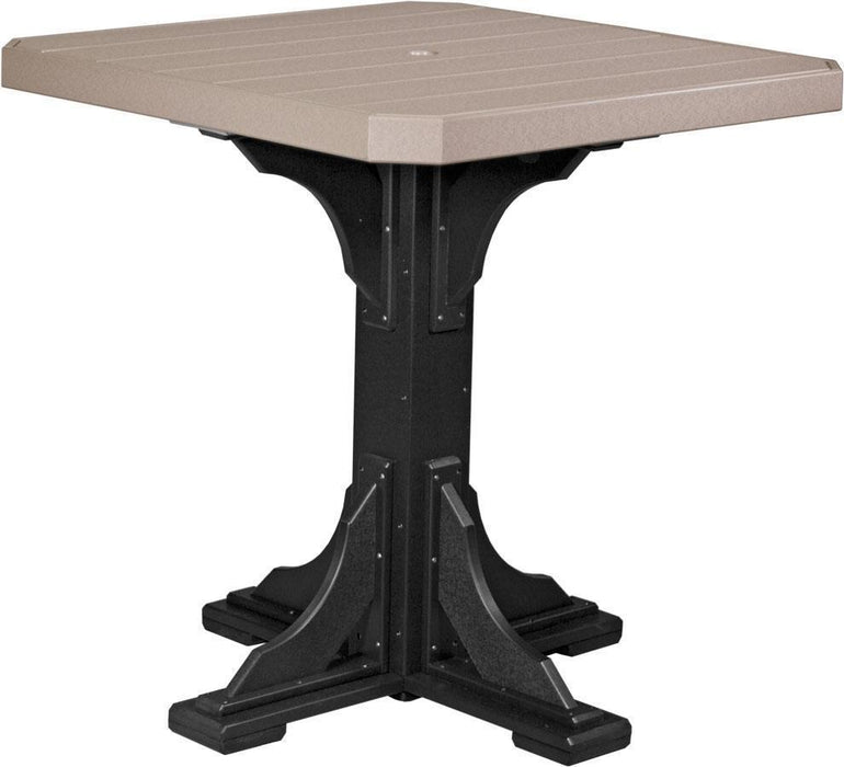 LuxCraft LuxCraft Recycled Plastic 41" Square Table Weatherwood On Black / Bar Tables P41STBWWB