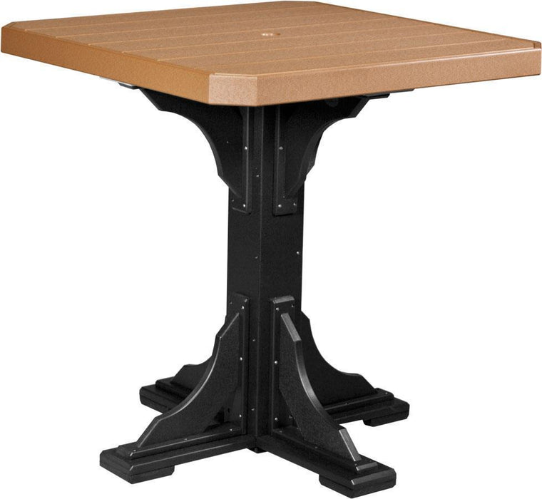 LuxCraft LuxCraft Recycled Plastic 41" Square Table With Cup Holder Cedar On Black / Bar Tables P41STBCB