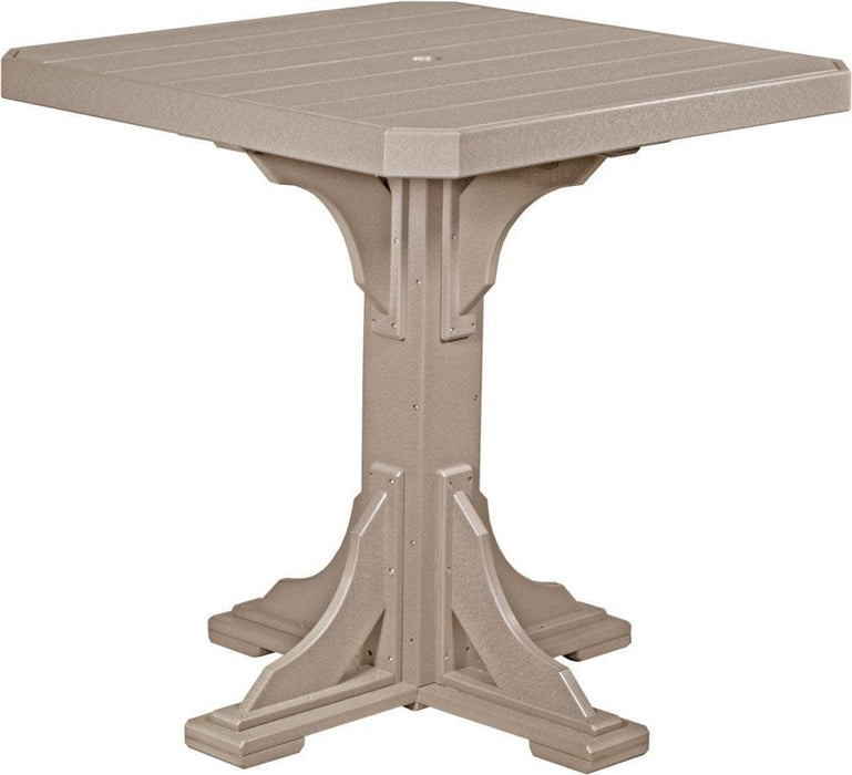 LuxCraft LuxCraft Recycled Plastic 41" Square Table With Cup Holder Weatherwood / Bar Tables P41STBWW